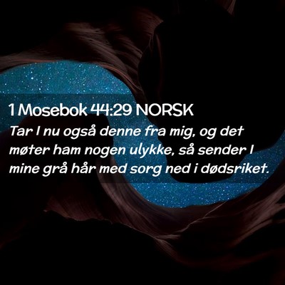 Picture 02 - 1 Mosebok 44:29 NORSK - Tar I nu også denne fra mig, og det møter ham - Bible Verse Picture