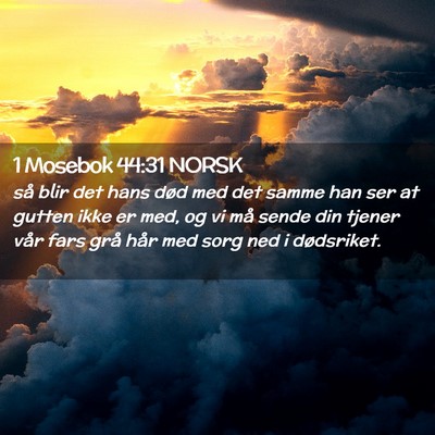 Picture 02 - 1 Mosebok 44:31 NORSK - så blir det hans død med det samme han ser at - Bible Verse Picture