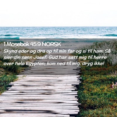 Picture 02 - 1 Mosebok 45:9 NORSK - Skynd eder og dra op til min far og si til ham: - Bible Verse Picture