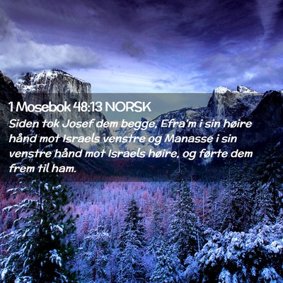 Picture 02 - 1 Mosebok 48:13 NORSK - Siden tok Josef dem begge, Efra'm i sin høire - Bible Verse Picture