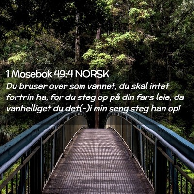 Picture 02 - 1 Mosebok 49:4 NORSK - Du bruser over som vannet, du skal intet fortrin - Bible Verse Picture