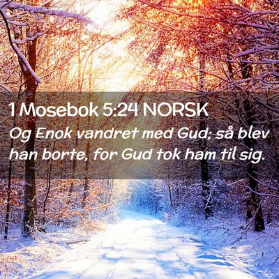 Picture 02 - 1 Mosebok 5:24 NORSK - Og Enok vandret med Gud; så blev han borte, for - Bible Verse Picture