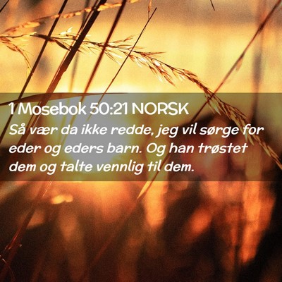 Picture 02 - 1 Mosebok 50:21 NORSK - Så vær da ikke redde, jeg vil sørge for eder - Bible Verse Picture