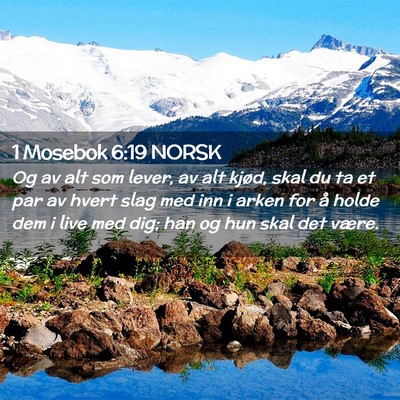 Picture 02 - 1 Mosebok 6:19 NORSK - Og av alt som lever, av alt kjød, skal du ta et - Bible Verse Picture