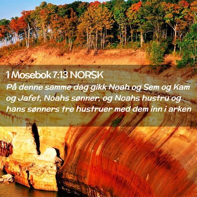 Picture 02 - 1 Mosebok 7:13 NORSK - På denne samme dag gikk Noah og Sem og Kam og - Bible Verse Picture