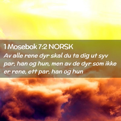 Picture 02 - 1 Mosebok 7:2 NORSK - Av alle rene dyr skal du ta dig ut syv par, han - Bible Verse Picture