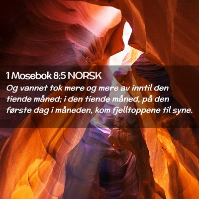 Picture 02 - 1 Mosebok 8:5 NORSK - Og vannet tok mere og mere av inntil den tiende - Bible Verse Picture
