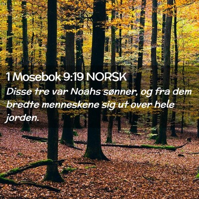 Picture 02 - 1 Mosebok 9:19 NORSK - Disse tre var Noahs sønner, og fra dem bredte - Bible Verse Picture