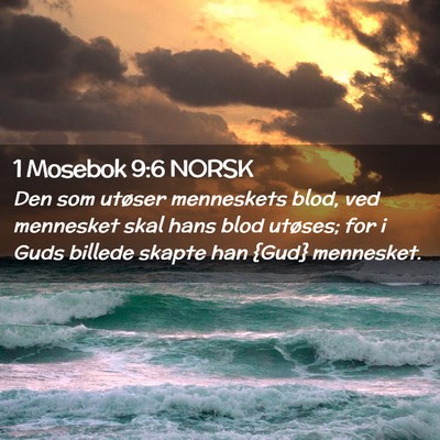Picture 02 - 1 Mosebok 9:6 NORSK - Den som utøser menneskets blod, ved mennesket - Bible Verse Picture