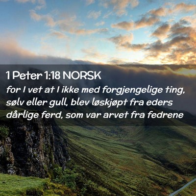 Picture 02 - 1 Peter 1:18 NORSK - for I vet at I ikke med forgjengelige ting, sølv - Bible Verse Picture