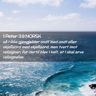 Picture 02 - 1 Peter 3:9 NORSK - så I ikke gjengjelder ondt med ondt eller - Bible Verse Picture