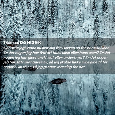 Picture 02 - 1 Samuel 12:3 NORSK - Her står jeg! Vidne nu mot mig for Herren og for - Bible Verse Picture