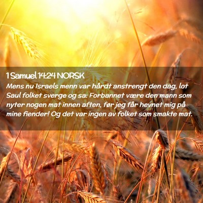 Picture 02 - 1 Samuel 14:24 NORSK - Mens nu Israels menn var hårdt anstrengt den - Bible Verse Picture
