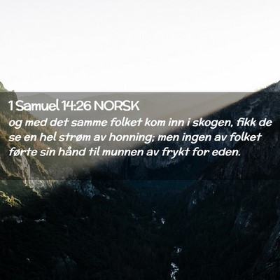 Picture 02 - 1 Samuel 14:26 NORSK - og med det samme folket kom inn i skogen, fikk de - Bible Verse Picture