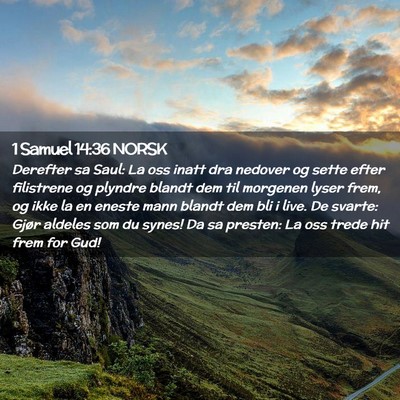 Picture 02 - 1 Samuel 14:36 NORSK - Derefter sa Saul: La oss inatt dra nedover og - Bible Verse Picture