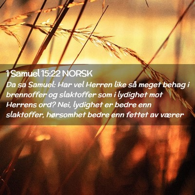 Picture 02 - 1 Samuel 15:22 NORSK - Da sa Samuel: Har vel Herren like så meget behag - Bible Verse Picture