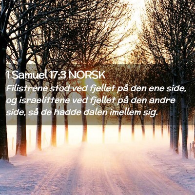Picture 02 - 1 Samuel 17:3 NORSK - Filistrene stod ved fjellet på den ene side, og - Bible Verse Picture