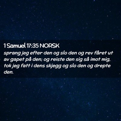 Picture 02 - 1 Samuel 17:35 NORSK - sprang jeg efter den og slo den og rev fåret ut - Bible Verse Picture