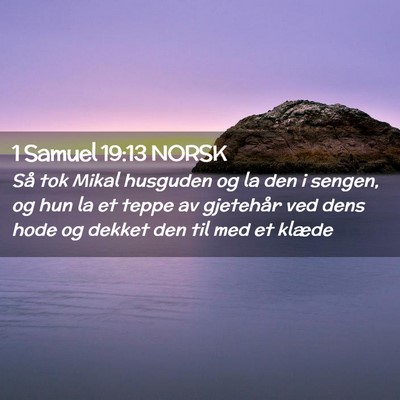 Picture 02 - 1 Samuel 19:13 NORSK - Så tok Mikal husguden og la den i sengen, og hun - Bible Verse Picture