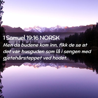 Picture 02 - 1 Samuel 19:16 NORSK - Men da budene kom inn, fikk de se at det var - Bible Verse Picture
