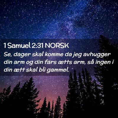Picture 02 - 1 Samuel 2:31 NORSK - Se, dager skal komme da jeg avhugger din arm og - Bible Verse Picture