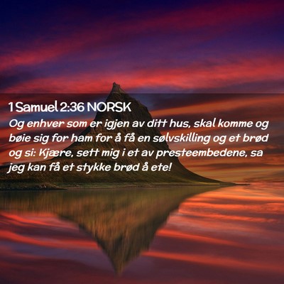 Picture 02 - 1 Samuel 2:36 NORSK - Og enhver som er igjen av ditt hus, skal komme og - Bible Verse Picture