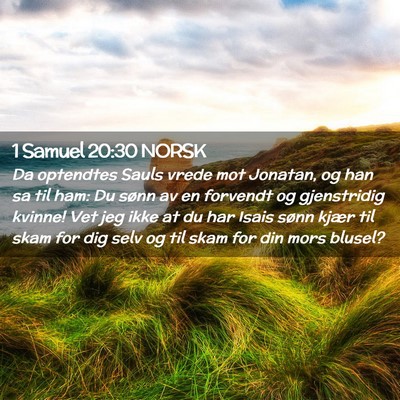 Picture 02 - 1 Samuel 20:30 NORSK - Da optendtes Sauls vrede mot Jonatan, og han sa - Bible Verse Picture