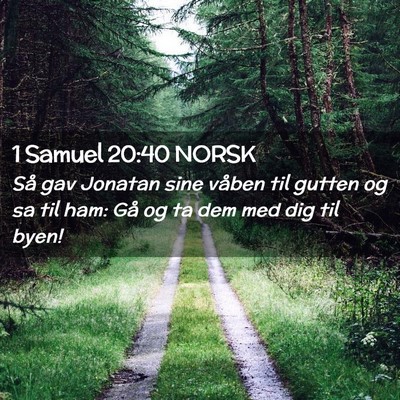 Picture 02 - 1 Samuel 20:40 NORSK - Så gav Jonatan sine våben til gutten og sa til - Bible Verse Picture