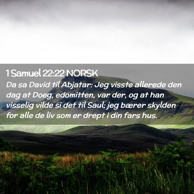 Picture 02 - 1 Samuel 22:22 NORSK - Da sa David til Abjatar: Jeg visste allerede den - Bible Verse Picture