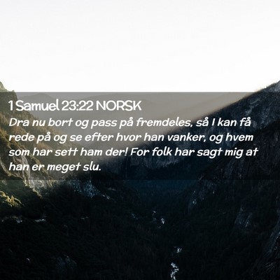 Picture 02 - 1 Samuel 23:22 NORSK - Dra nu bort og pass på fremdeles, så I kan få - Bible Verse Picture