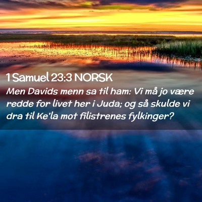 Picture 02 - 1 Samuel 23:3 NORSK - Men Davids menn sa til ham: Vi må jo være redde - Bible Verse Picture