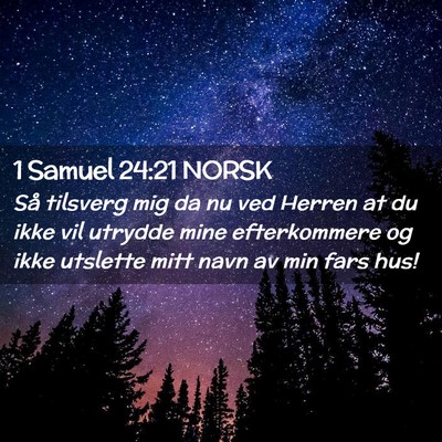 Picture 02 - 1 Samuel 24:21 NORSK - Så tilsverg mig da nu ved Herren at du ikke vil - Bible Verse Picture