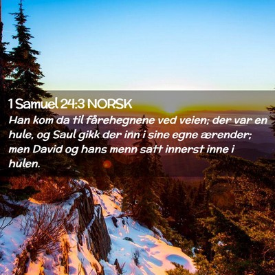 Picture 02 - 1 Samuel 24:3 NORSK - Han kom da til fårehegnene ved veien; der var en - Bible Verse Picture