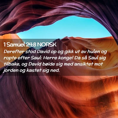 Picture 02 - 1 Samuel 24:8 NORSK - Derefter stod David op og gikk ut av hulen og - Bible Verse Picture