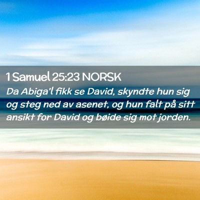 Picture 02 - 1 Samuel 25:23 NORSK - Da Abiga'l fikk se David, skyndte hun sig og steg - Bible Verse Picture