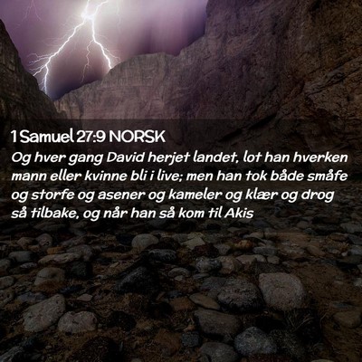 Picture 02 - 1 Samuel 27:9 NORSK - Og hver gang David herjet landet, lot han hverken - Bible Verse Picture