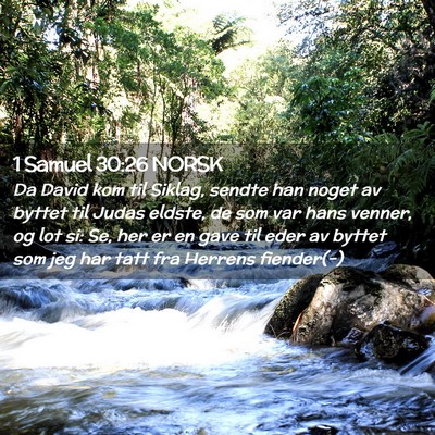 Picture 02 - 1 Samuel 30:26 NORSK - Da David kom til Siklag, sendte han noget av - Bible Verse Picture
