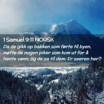Picture 02 - 1 Samuel 9:11 NORSK - Da de gikk op bakken som førte til byen, møtte - Bible Verse Picture