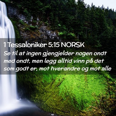 Picture 02 - 1 Tessaloniker 5:15 NORSK - Se til at ingen gjengjelder nogen ondt med ondt, - Bible Verse Picture