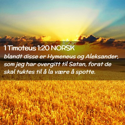 Picture 02 - 1 Timoteus 1:20 NORSK - blandt disse er Hymeneus og Aleksander, som jeg - Bible Verse Picture