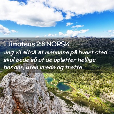 Picture 02 - 1 Timoteus 2:8 NORSK - Jeg vil altså at mennene på hvert sted skal - Bible Verse Picture