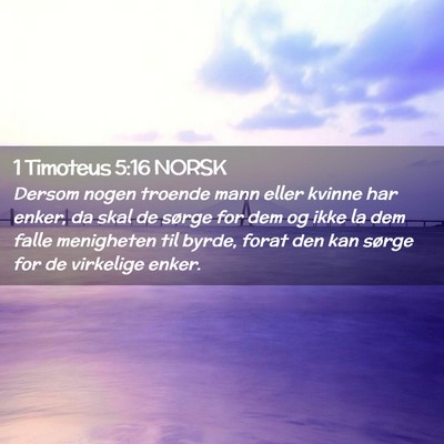 Picture 02 - 1 Timoteus 5:16 NORSK - Dersom nogen troende mann eller kvinne har enker, - Bible Verse Picture