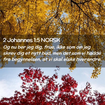 Picture 02 - 2 Johannes 1:5 NORSK - Og nu ber jeg dig, frue, ikke som om jeg skrev - Bible Verse Picture