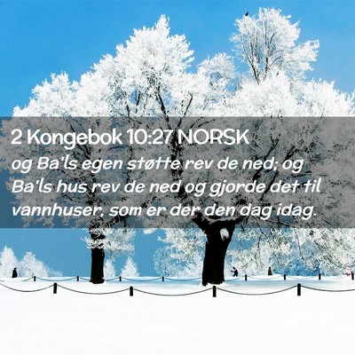 Picture 02 - 2 Kongebok 10:27 NORSK - og Ba'ls egen støtte rev de ned; og Ba'ls hus - Bible Verse Picture