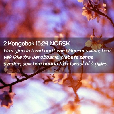 Picture 02 - 2 Kongebok 15:24 NORSK - Han gjorde hvad ondt var i Herrens øine; han vek - Bible Verse Picture
