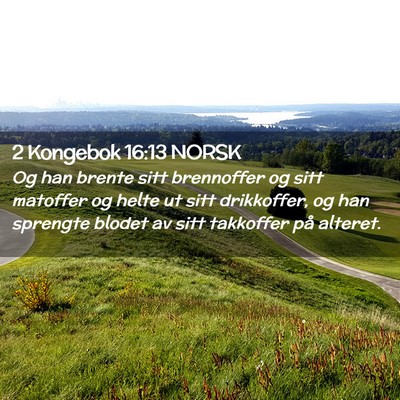Picture 02 - 2 Kongebok 16:13 NORSK - Og han brente sitt brennoffer og sitt matoffer og - Bible Verse Picture