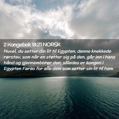 Picture 02 - 2 Kongebok 18:21 NORSK - Nuvel, du setter din lit til Egypten, denne - Bible Verse Picture