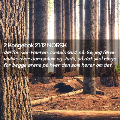 Picture 02 - 2 Kongebok 21:12 NORSK - derfor sier Herren, Israels Gud, så: Se, jeg - Bible Verse Picture