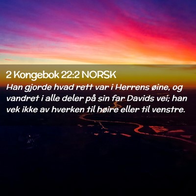 Picture 02 - 2 Kongebok 22:2 NORSK - Han gjorde hvad rett var i Herrens øine, og - Bible Verse Picture
