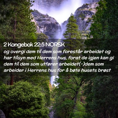 Picture 02 - 2 Kongebok 22:5 NORSK - og overgi dem til dem som forestår arbeidet og - Bible Verse Picture